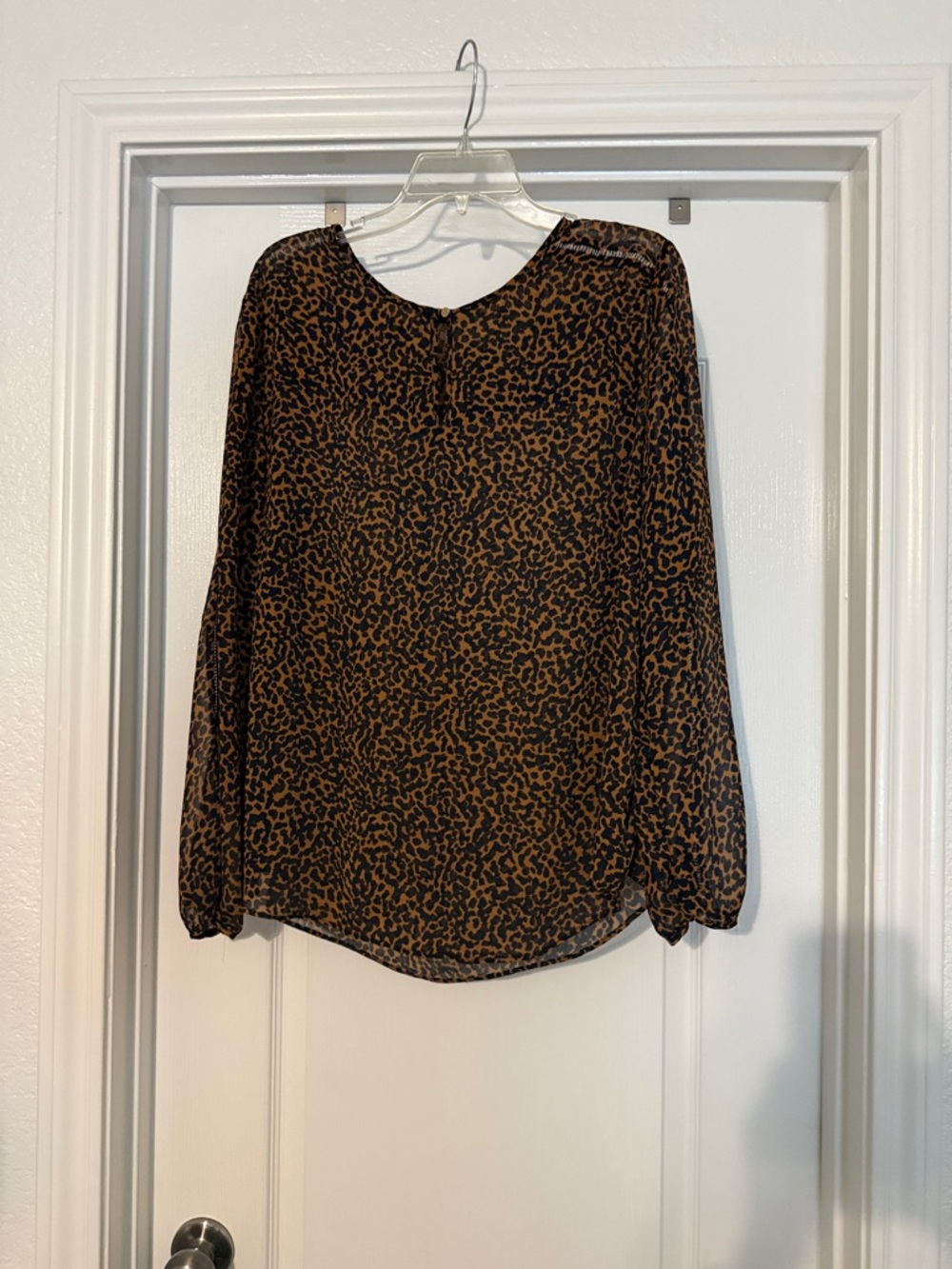 Banana Republic Brown and Black Leopard Print Long-Sleeve Blouse